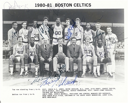1980-81 World Champion Boston Celtics Team Signed Team Photo With 17 Signatures Including Larry Bird, Kevin McHale & Robert Parish (Duerod LOA & Beckett)